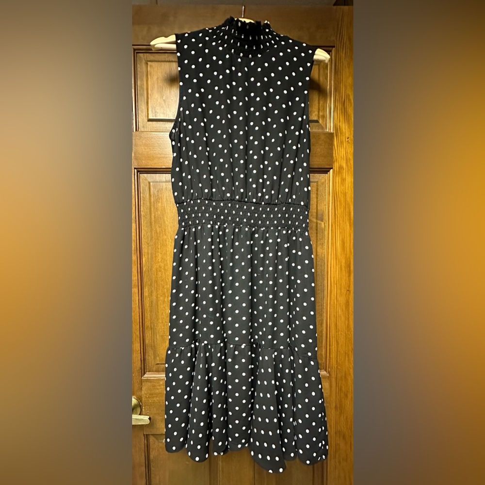 Black dress with white dots, gently worn